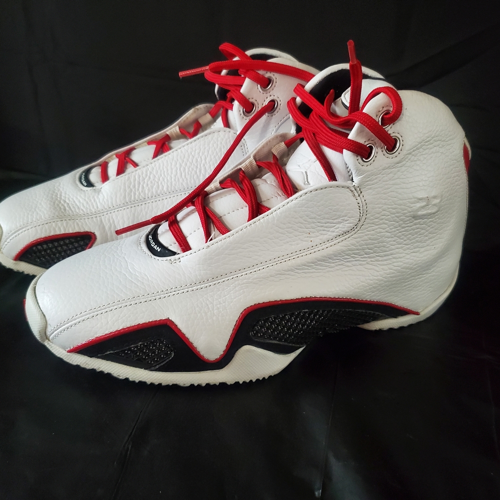 White and Red High-Top Sneakers